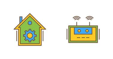 casa automazione e router icona vettore