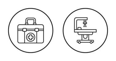 primo aiuto kit e operativo camera icona vettore