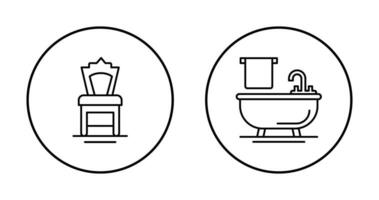 sedia e vasca da bagno icona vettore