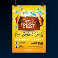 Oktoberfest Party Flyer Design con tipografia lettering vettore