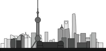 semplicità delineare lo skyline del quartiere degli affari di shanghai vettore