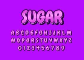 effetto stile carattere stile caramelle, set di alfabeto e numero vettore