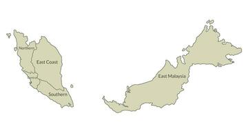 Malaysia carta geografica con principale regioni. carta geografica di Malaysia vettore