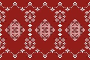 etnico geometrico tessuto modello attraversare punto.ikat ricamo etnico orientale pixel modello rosso sfondo. astratto, vettore, illustrazione. trama, abbigliamento, cornice, decorazione, motivi, seta, carta da parati. vettore