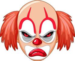 faccia da clown raccapricciante su sfondo bianco vettore