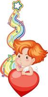 cupido ragazzo con simboli melodia su onda arcobaleno vettore