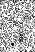 disegnato a mano monocromatico fiore arte vettore