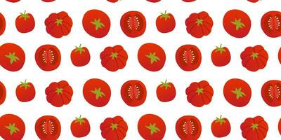senza soluzione di continuità modello diverso forme rosso pomodori nel piatto vettore stile su bianca sfondo. per Stampa, tessile, sfondo, involucro.