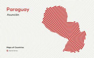 creativo carta geografica di paraguay. politico carta geografica. assunzione. capitale. mondo paesi vettore mappe serie. spirale impronta digitale serie