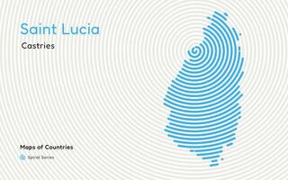 astratto carta geografica di santo lucia nel un' cerchio spirale modello con un' capitale di castry. americano impostare. vettore