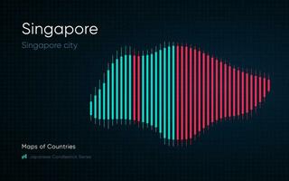 Singapore carta geografica è mostrato nel un' grafico con barre e Linee. giapponese candeliere grafico serie vettore