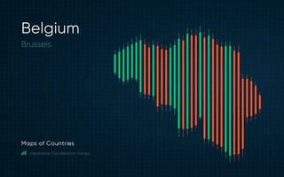 Belgio carta geografica è mostrato nel un' grafico con barre e Linee. giapponese candeliere grafico serie vettore