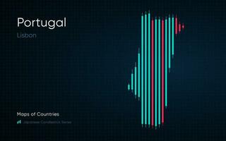 Portogallo carta geografica è mostrato nel un' grafico con barre e Linee. giapponese candeliere grafico serie vettore