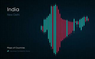 India, bharat carta geografica è mostrato nel un' grafico con barre e Linee. giapponese candeliere grafico serie vettore