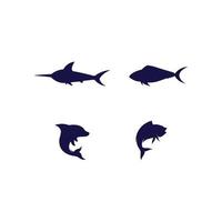 pesce logo modello icona animale acquatico e logo design vettore