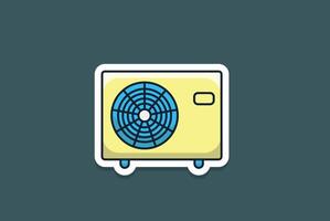 aria condizionata ventilatore etichetta vettore illustrazione. tecnologia oggetto icona concetto. vario oggetti di aria condizionatori-condensanti fan etichetta vettore design.