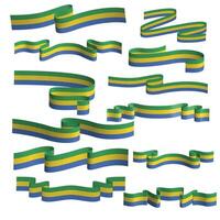 Gabon bandiera nastro vettore elemento fascio impostato