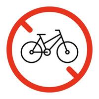 Proibito bicicletta, avvertimento per ciclista cartello. proibito bicicletta simbolo. restrizione su parcheggio e bicicletta giro. vettore cartello