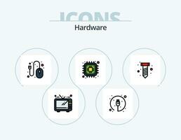 hardware linea pieno icona imballare 5 icona design. . . elettrico. guarda. giocare vettore