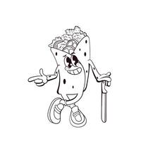 cartone animato kebab personaggio colorazione libro vettore