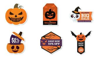 impostato di Halloween sconto adesivi vettore illustrazione