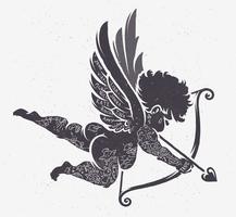 Cupido Silhouette con tatuaggi vettore