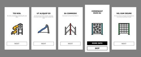 terreno di gioco parco all'aperto giocare onboarding icone impostato vettore