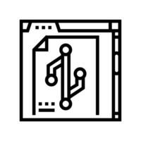 versione controllo tecnico scrittore linea icona vettore illustrazione