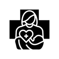dopo il parto cura ginecologo glifo icona vettore illustrazione
