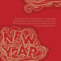 tipografia design di contento nuovo anno con floreale design nel rosso sfondo design vettore