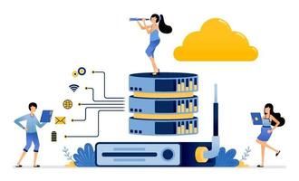 il router aiuta a stabilizzare la rete per la condivisione sui servizi di database cloud vettore