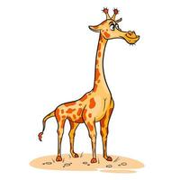 personaggio animale divertente giraffa in stile cartone animato. vettore