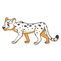 ghepardo divertente personaggio animale in stile linea. illustrazione per bambini. vettore