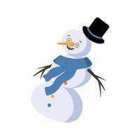 simpatico pupazzo di neve di Natale con emozioni gioiose, faccina sorridente, ballando vettore