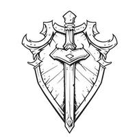 modello di logo del guardiano della spada dello scudo vettore