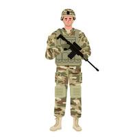 soldato, militare uomo, Tenere un' fucile isolato. piatto vettore illustrazione.