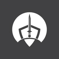 scudo guerre con spada logo design vettore illustrazione