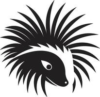 porcospino penna d'oca simbolico foca nero porcospino spuntone elegante icona vettore
