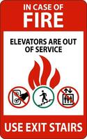 nel Astuccio di fuoco cartello ascensori siamo su di servizio, uso Uscita le scale vettore