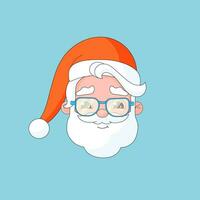 Santa Claus fricchettone viso icona, carino Natale mascotte, Groovy Santa testa. cartone animato anziano uomo con moderno occhiali da sole. vettore