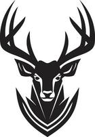 sinfonia di eleganza cervo icona nel il selvaggio monocromatico maestà nero cervo emblemi intricato design vettore