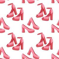 carino rosa senza soluzione di continuità modello con retrò alto tacco scarpe. sfondo con alla moda Vintage ▾ scarpe, Stampa per ragazze. vettore