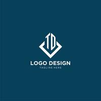 iniziale per logo piazza rombo con linee, moderno e elegante logo design vettore