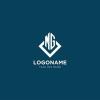 iniziale mg logo piazza rombo con linee, moderno e elegante logo design vettore