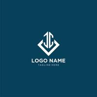 iniziale jc logo piazza rombo con linee, moderno e elegante logo design vettore