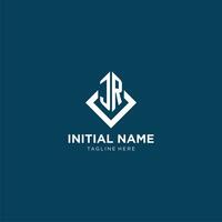 iniziale jr logo piazza rombo con linee, moderno e elegante logo design vettore