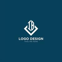 iniziale ib logo piazza rombo con linee, moderno e elegante logo design vettore