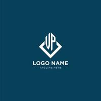 iniziale vp logo piazza rombo con linee, moderno e elegante logo design vettore