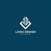 iniziale xo logo piazza rombo con linee, moderno e elegante logo design vettore
