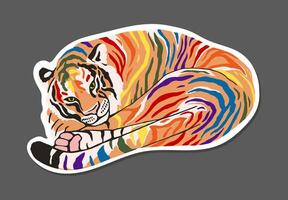 tigre con arcobaleno colorato strisce. LGBTQ sostegno. umano diritti. piatto illustrazione. simbolo di 2022 nuovo anno. per un' cartolina, manifesto o qualunque design. isolato su bianca. vettore